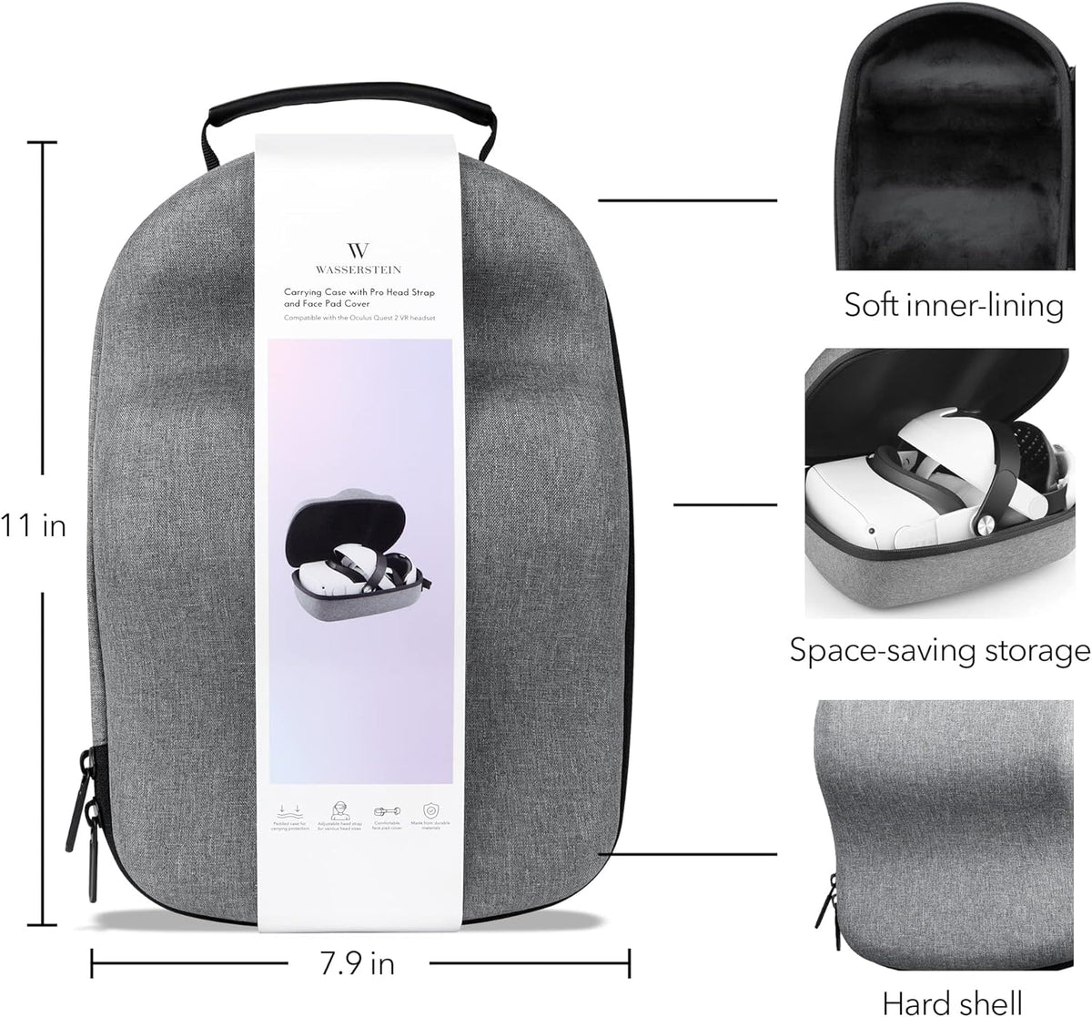 VR Headset Carrying Case, Head Strap, and Face Cover Bundle Pack of 2 S5700