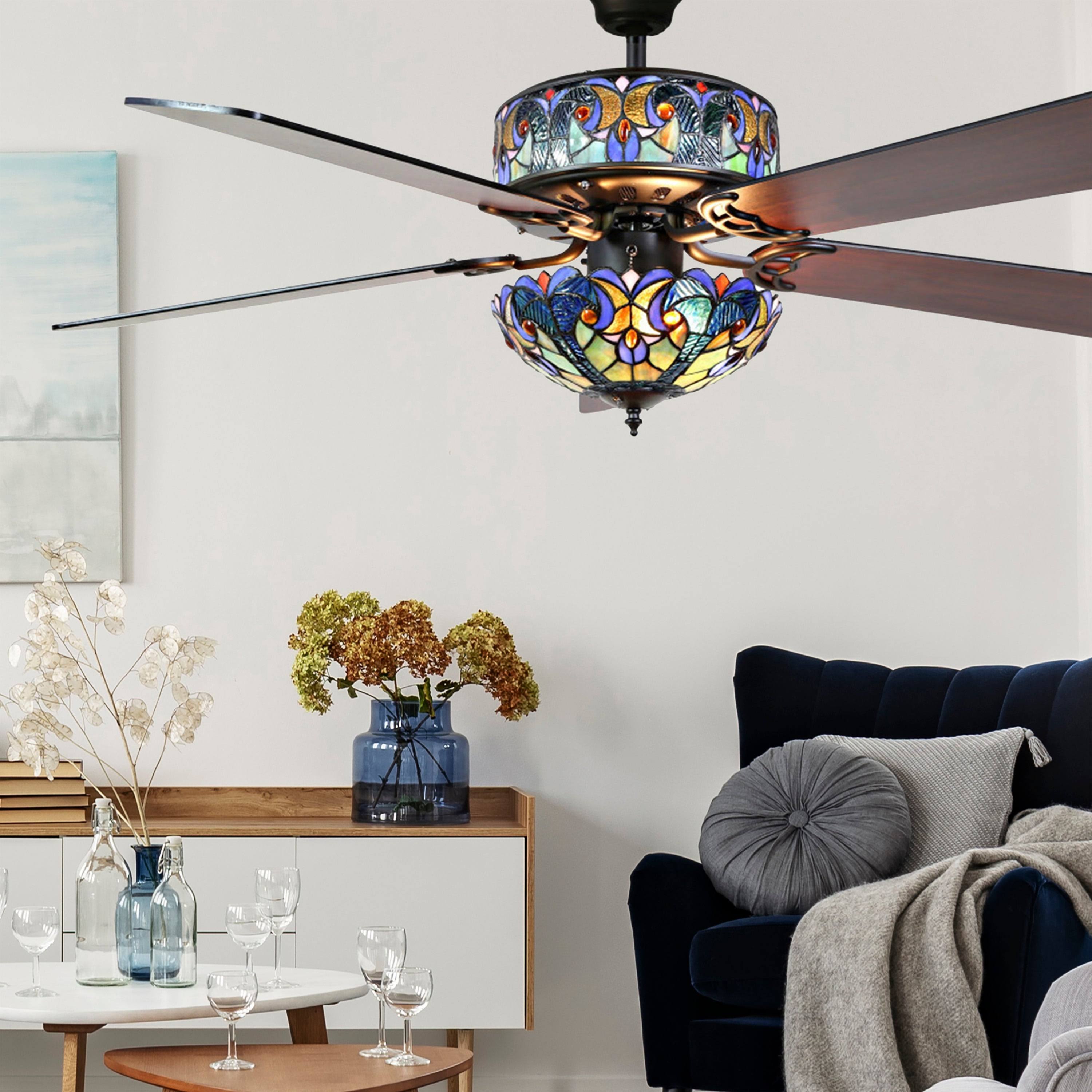 Blue Stained Glass Ceiling Fan E463651