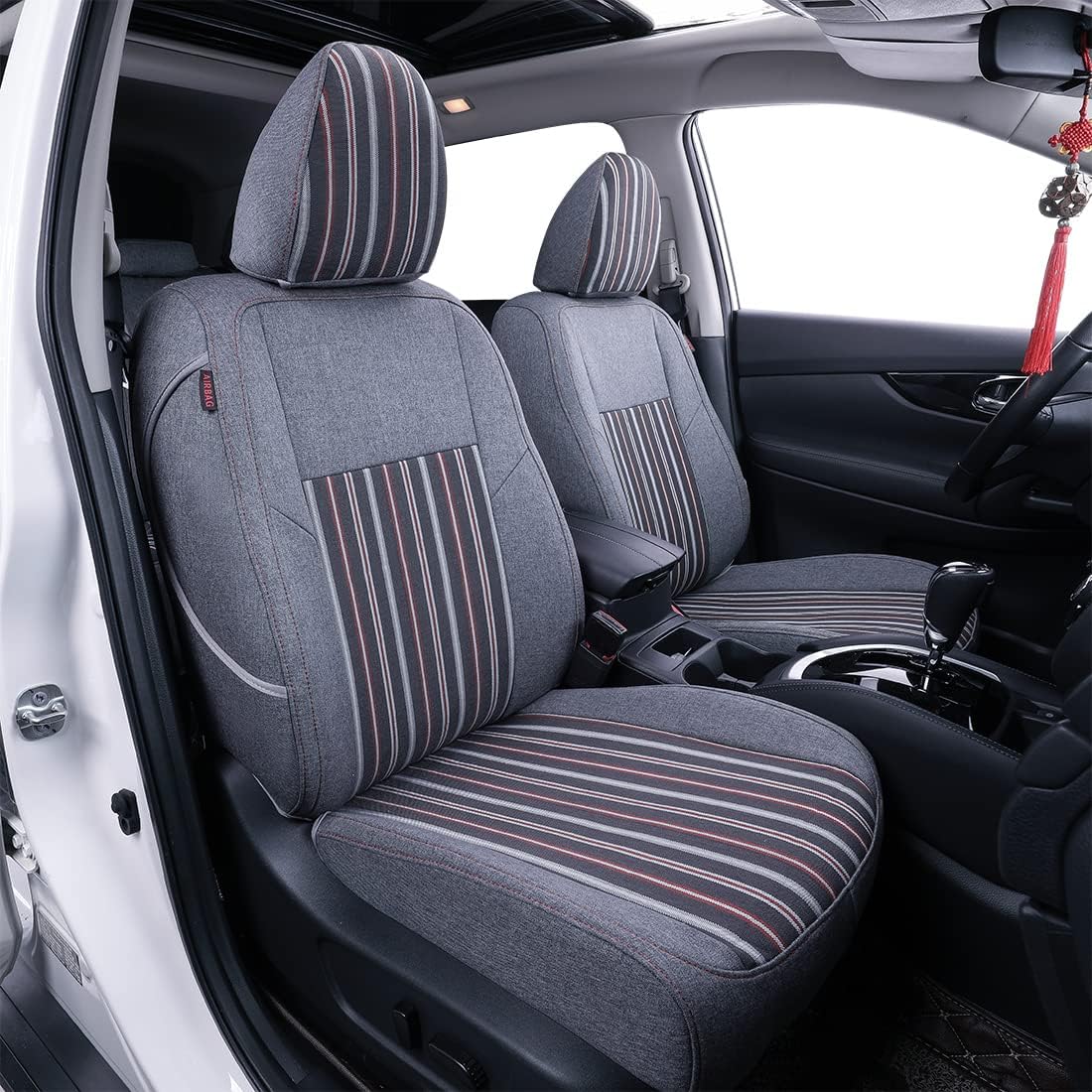 Black/Red/White Stripes Full Set Seat Covers M676918