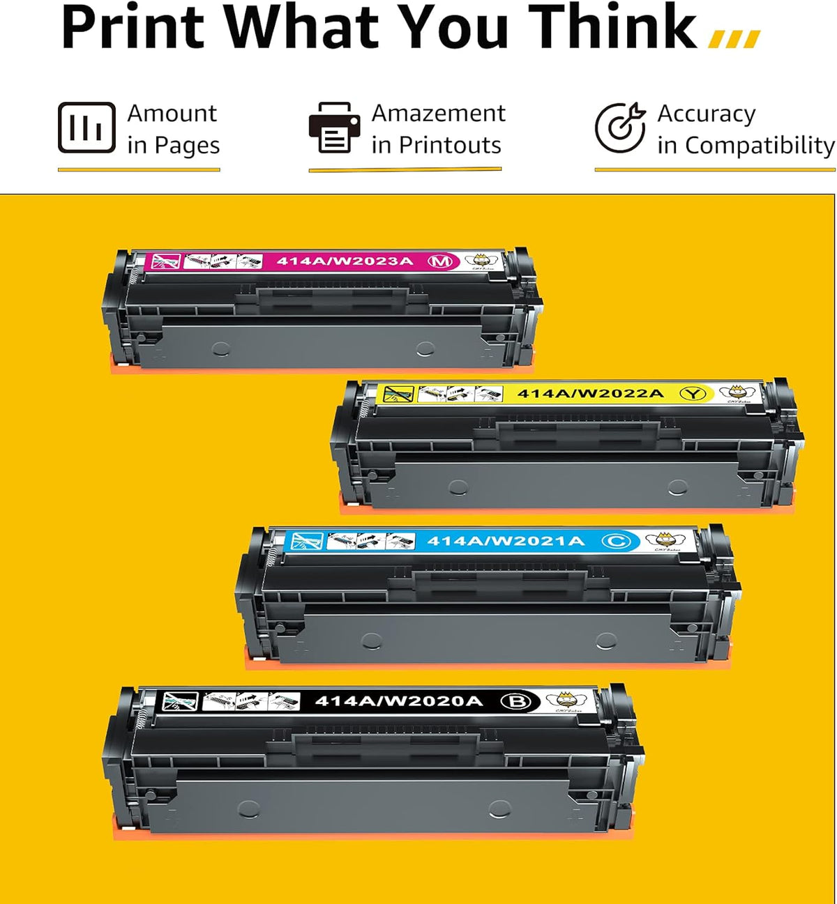 4-Pack Toner Cartridge for HP 414A 414X W2020A W2021A W2022A W2023A S58980