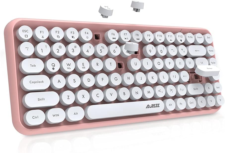 84 Key Bluetooth Retro Round Keycaps Ergonomic Wireless Mini Keyboard P388