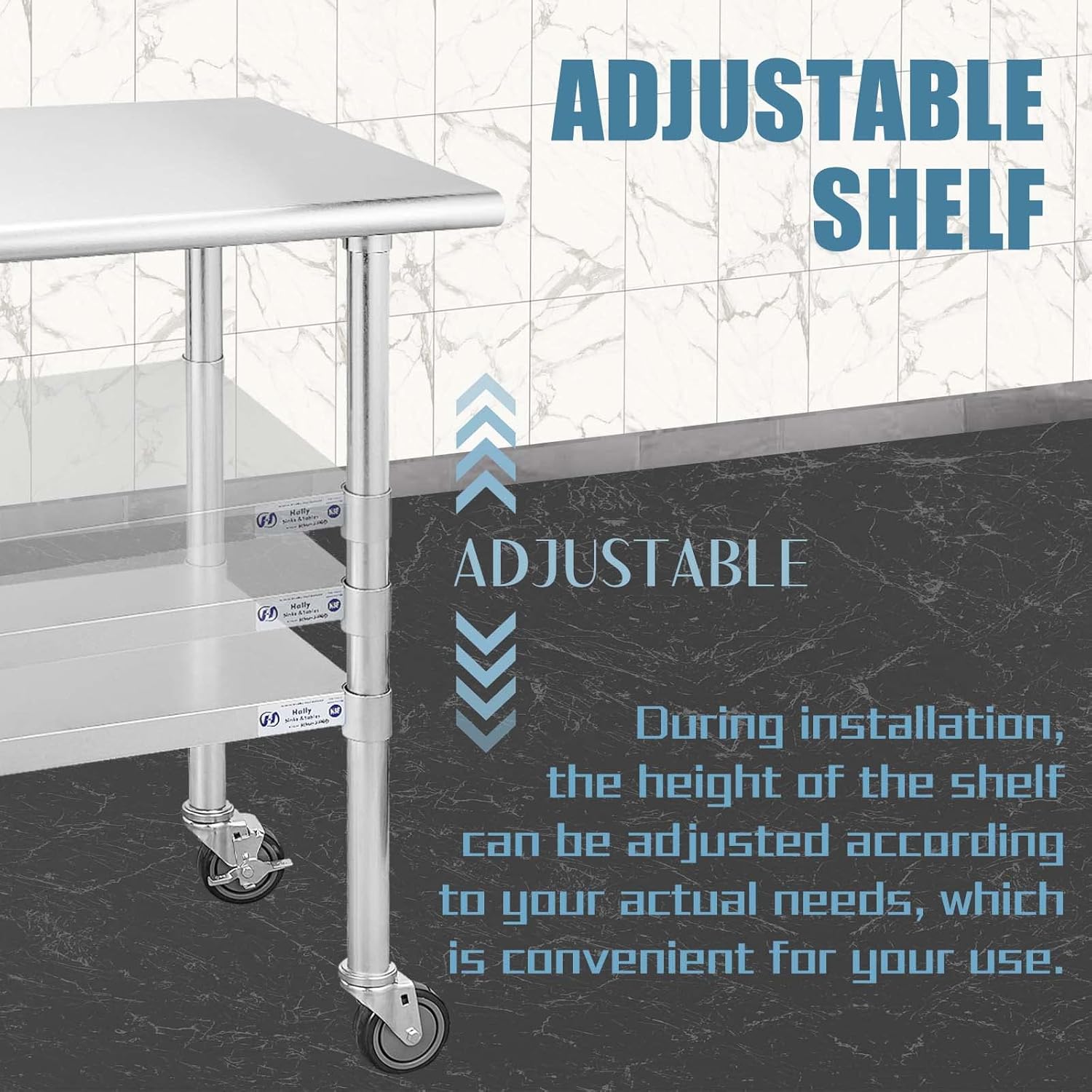 Stainless Steel Table 24 x 36 Inches with Caster Wheels and Undershelf R27966
