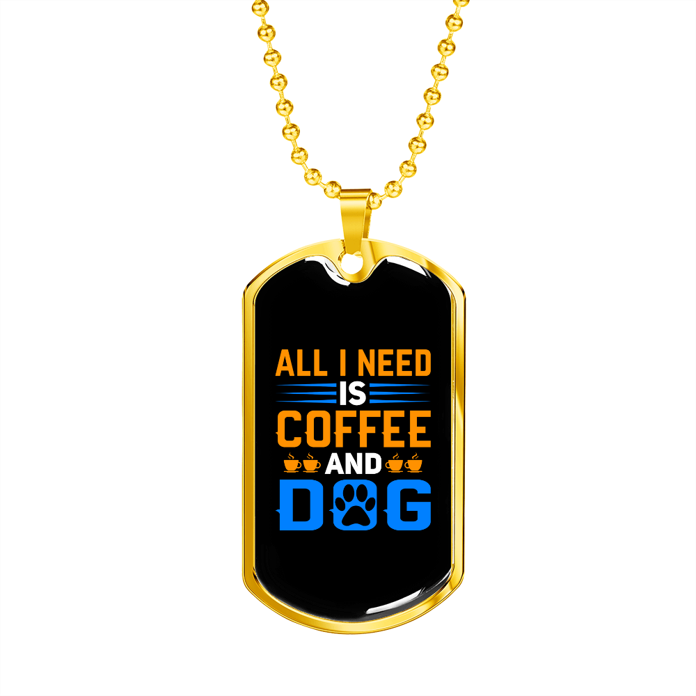 Stainless Steel or 18k Gold Dog Tag Necklace with 24" Chain M8931