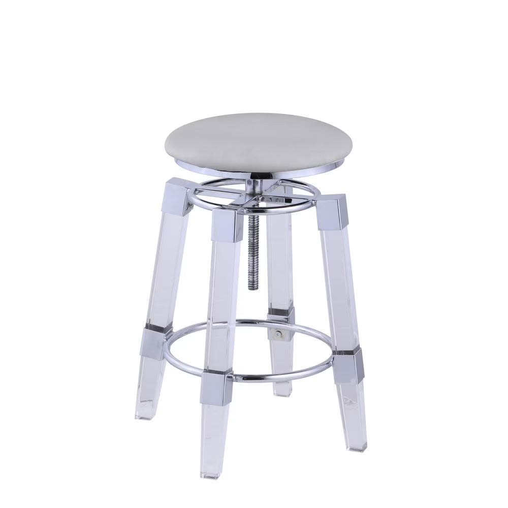 Adjustable Stool with Upholstered Seat, Gray V402