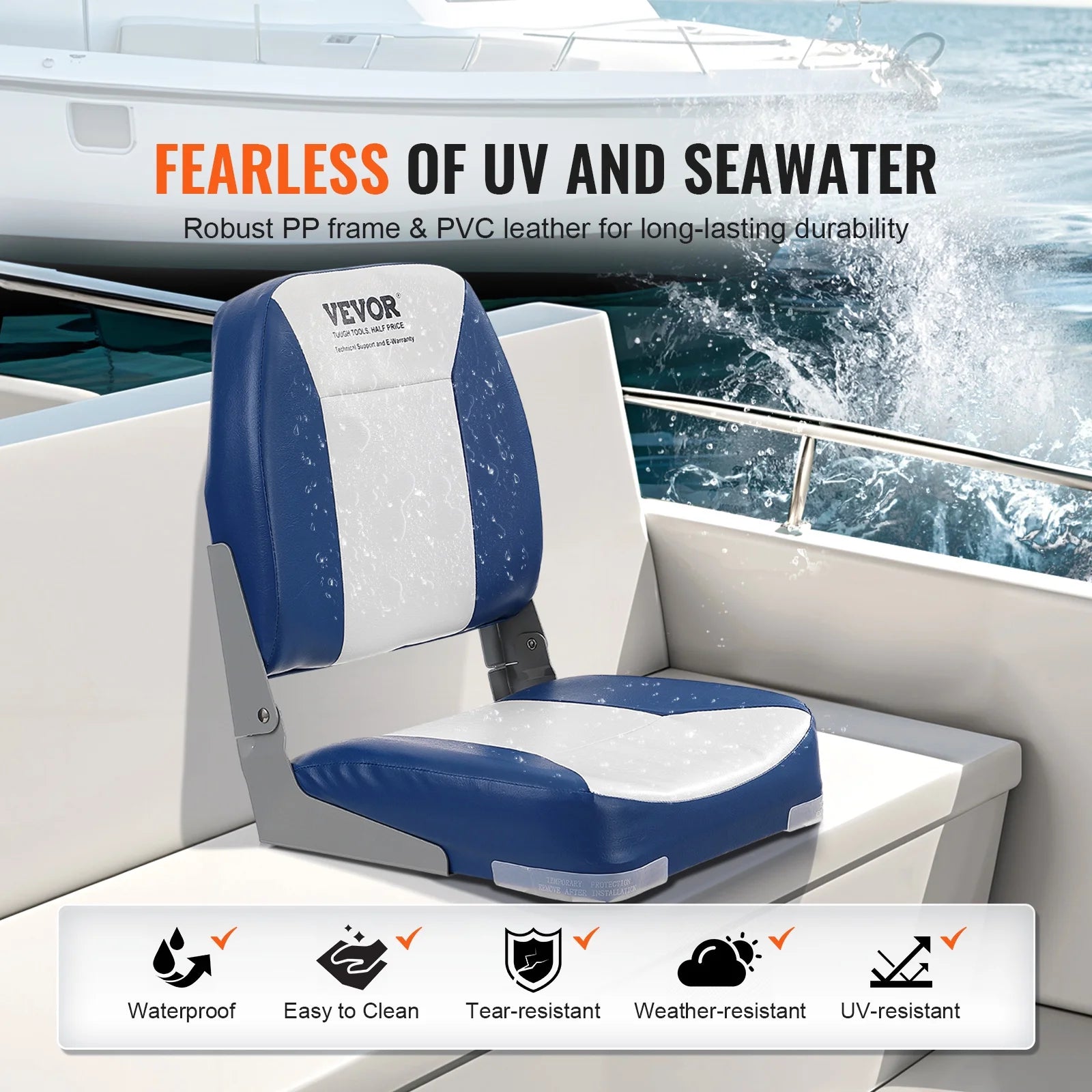 Low Back Fold-Down Fishing Boat Seat Chair K2457