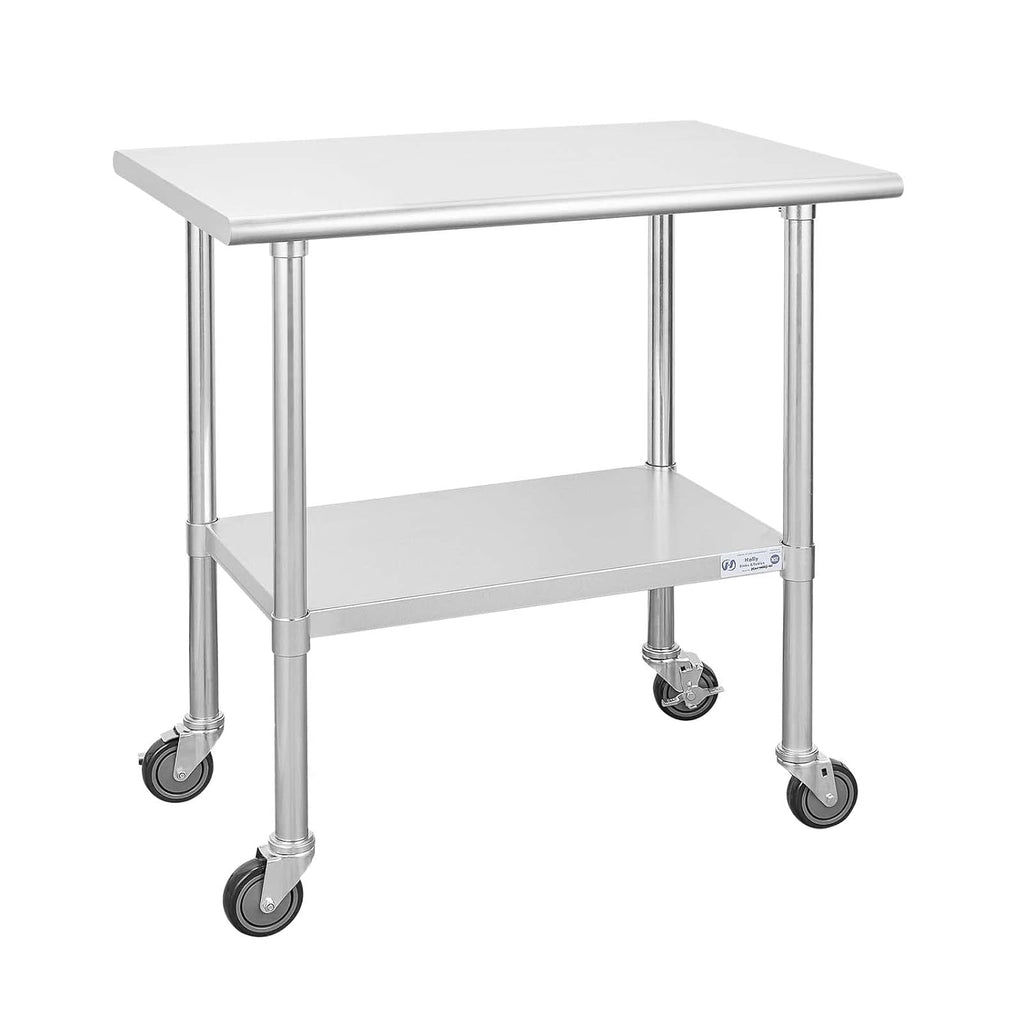 Stainless Steel Table 24 x 36 Inches with Caster Wheels and Undershelf R27966