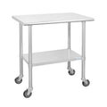 Stainless Steel Table 24 x 36 Inches with Caster Wheels and Undershelf R27966