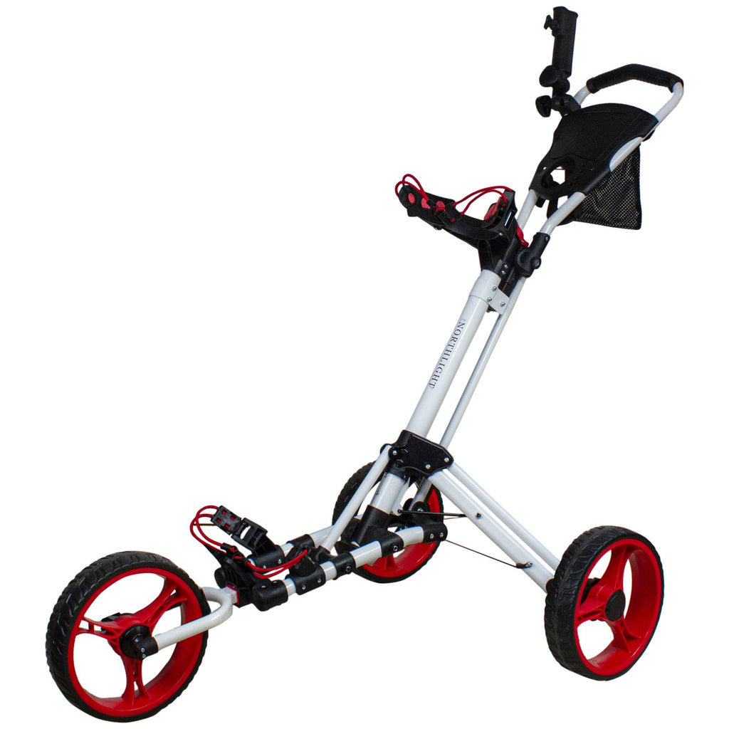 48x22 White and Red 3 Wheel Golf Push Cart J701877