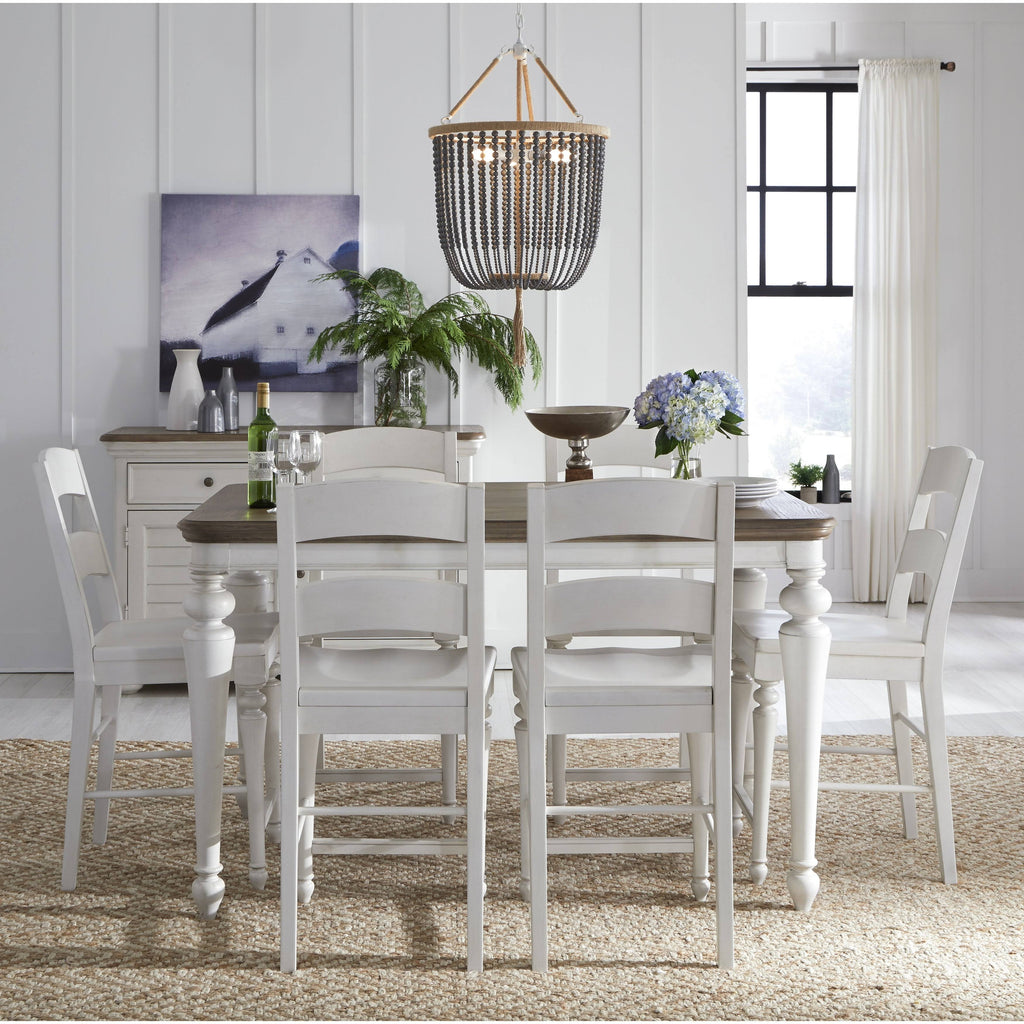 Aged Taupe Rustic White Pub Table P5384