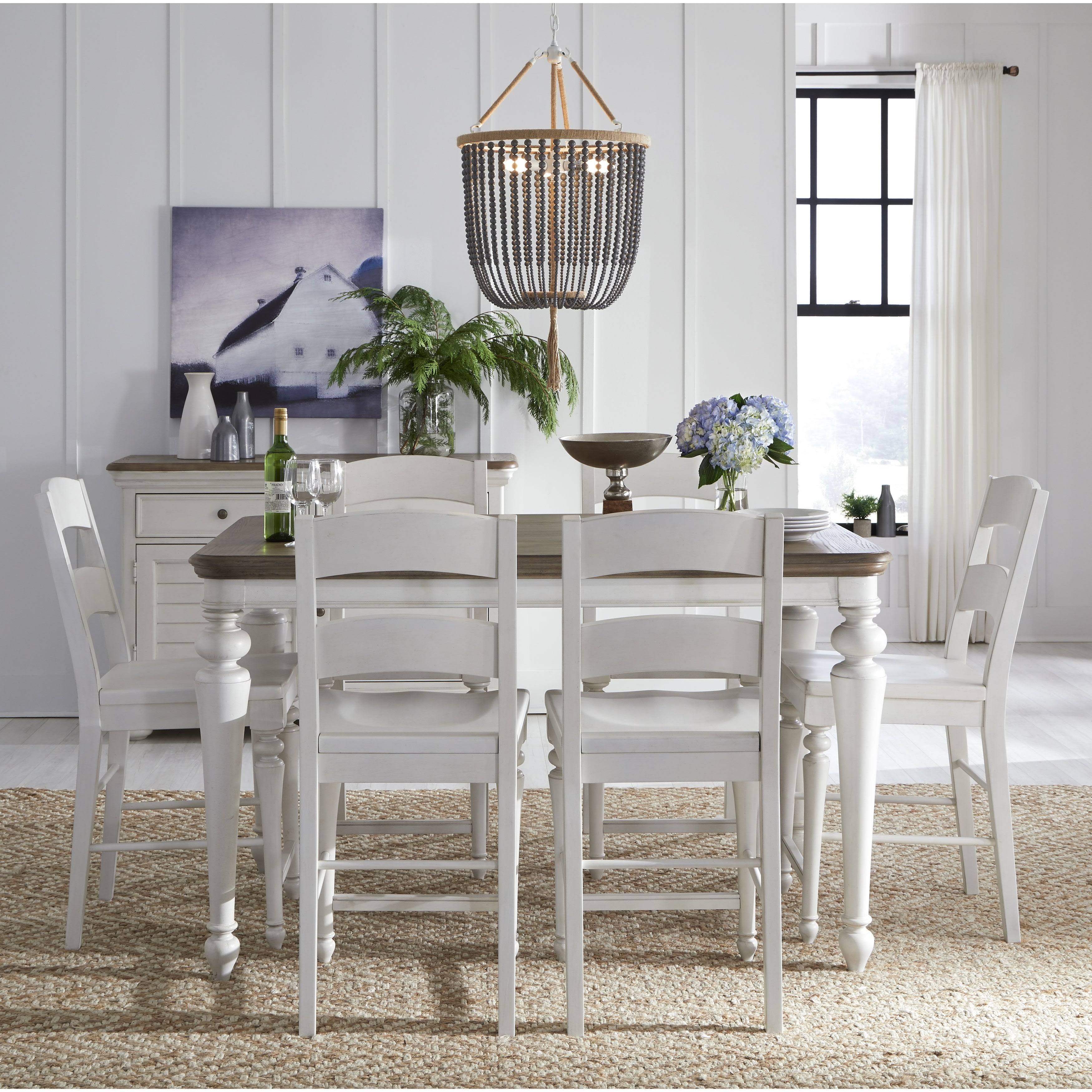 Aged Taupe Rustic White Pub Table P5384