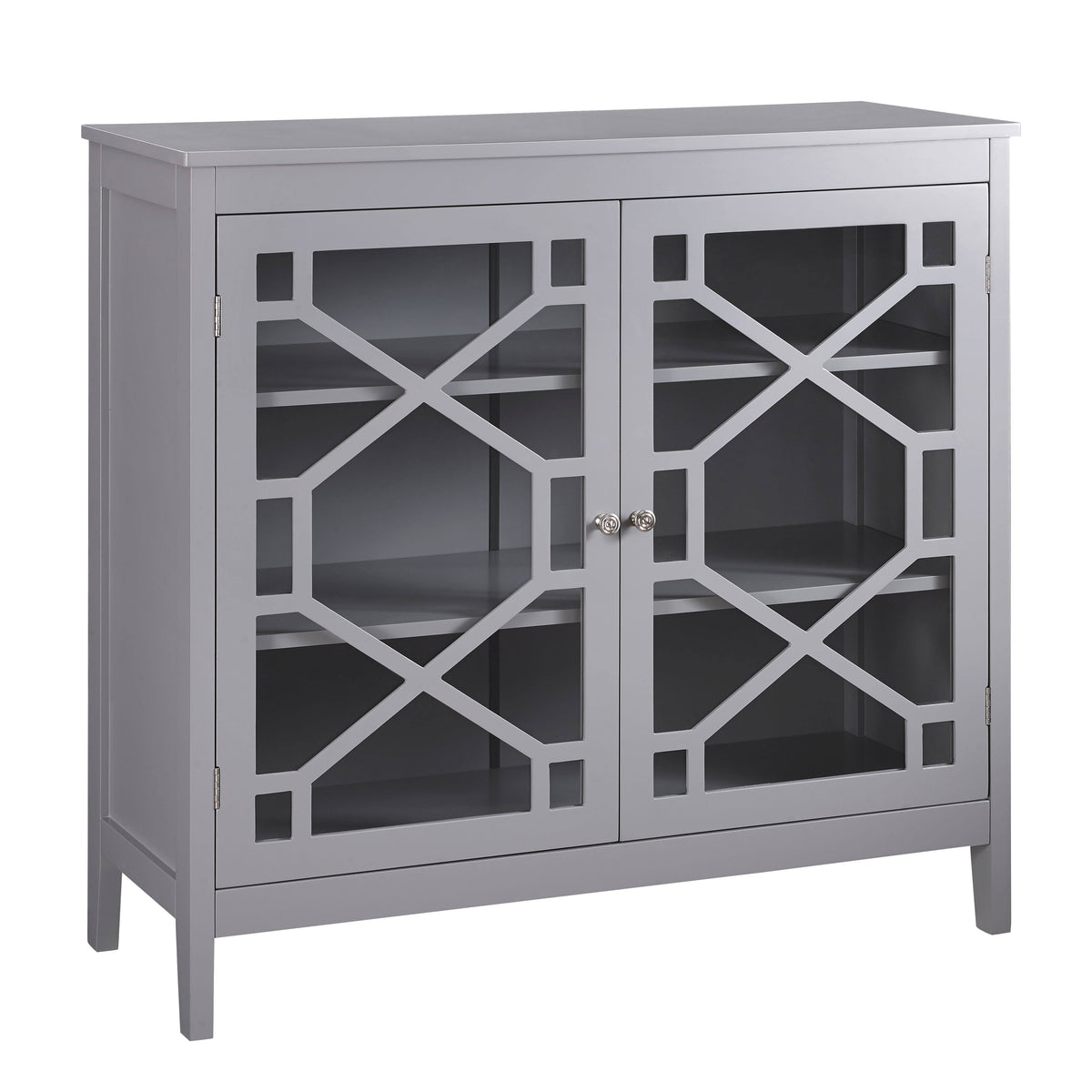 Gray Two Door Wooden Cabinet with Three Storage Compartments C5894