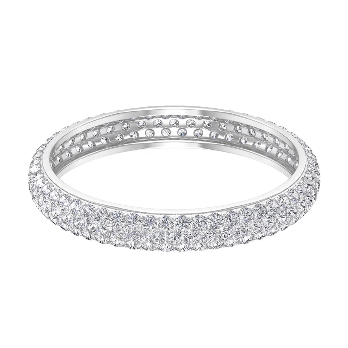 Micro Pave 1.75 CT Moissanite Full Eternity Ring 925 Sterling Silver US 7.00 R723546