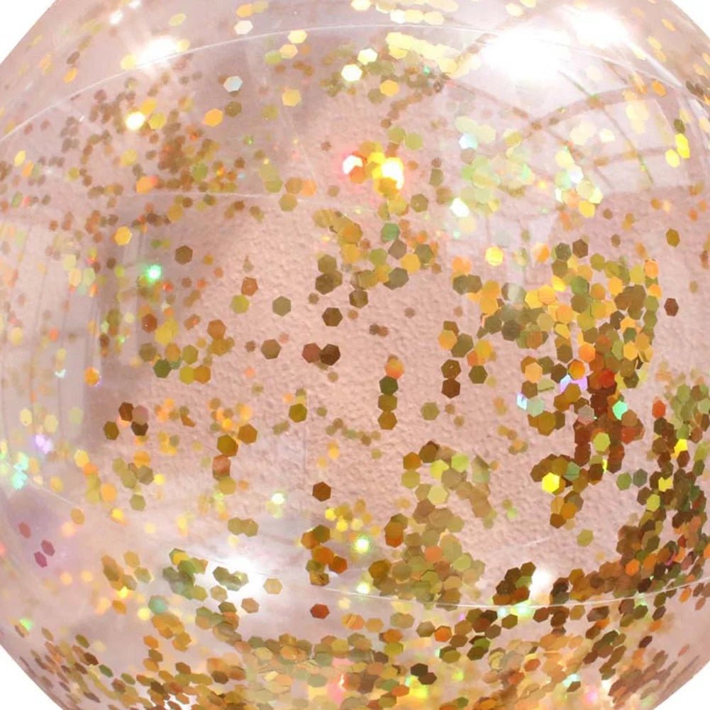 PVC Inflatable Glitter Confetti Feather Beach Ball Pool Toys M4034