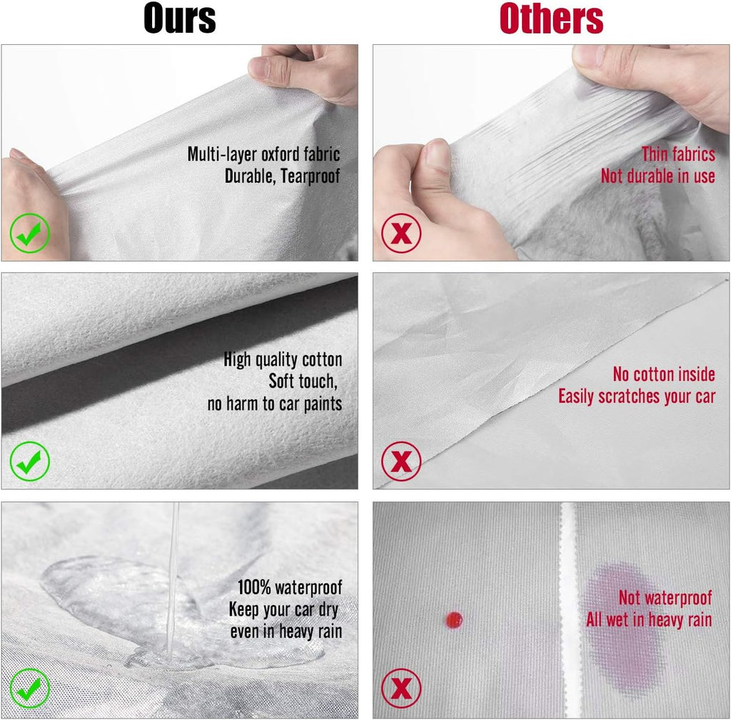 Hatchback Car Cover 5 Layers Universal Fit 146 to 157 inch Pack of 2 O24519
