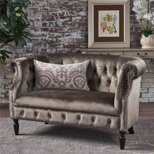 Gray Velvet Loveseat G607