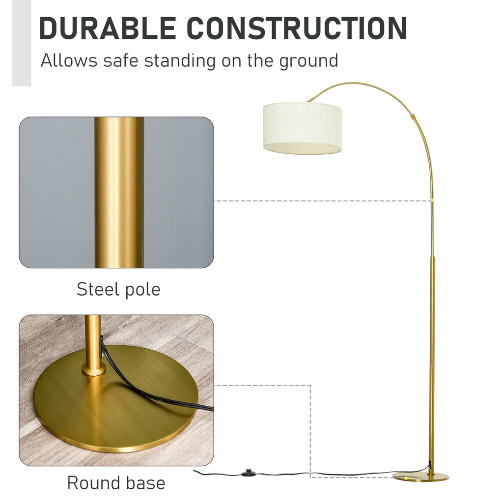 Cream White 6ft Arch Shape Floor Lamp with Metal Round Base Q2868