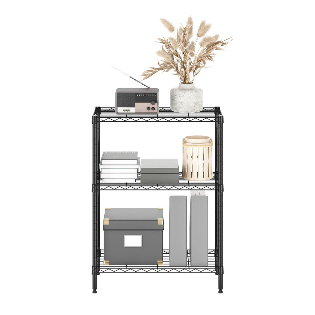Black 3-Tier Metal Storage Shelf Rack D96411