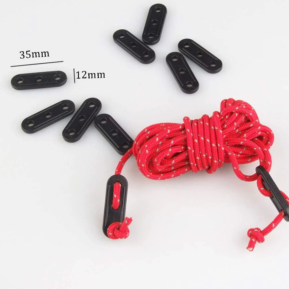 50 Pcs Black Plastic Cord Tensioners Rope Adjuster for Camping Y5608