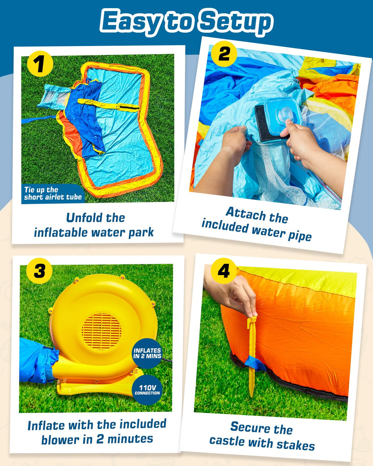 Inflatable Water Slide Park with Spray Pool, Bounce House with Climbing Wall and Blower M26094
