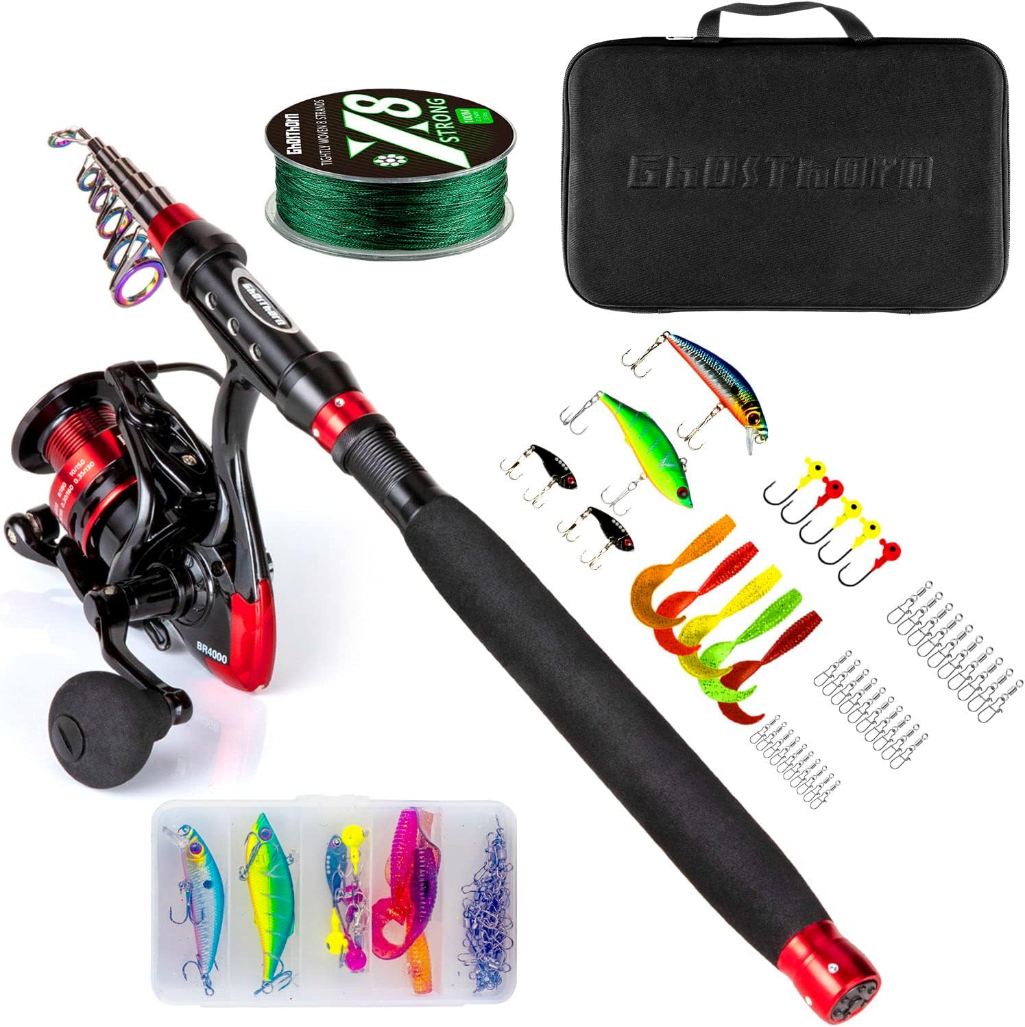 Telescopic Fishing Rod and Reel Combo with Carrier Case Bag S22141