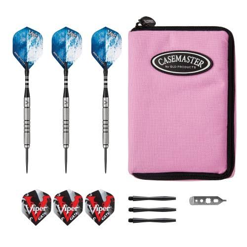 24 Grams Tungsten Steel Tip Darts and Pink Nylon Dart Case N755