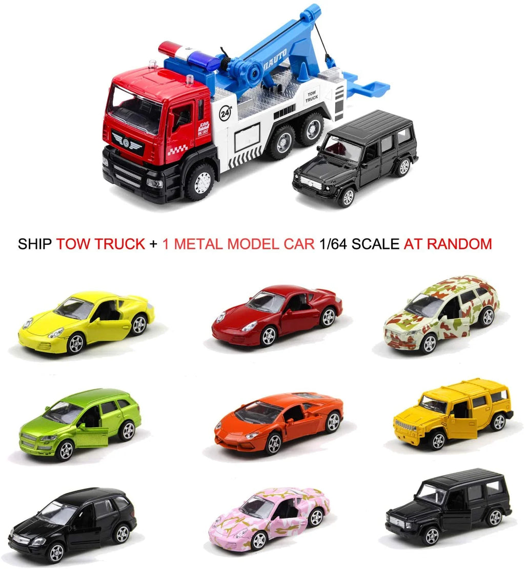 Toy Tow Truck Pull Back Toy Cars with Lights and Sound P233476