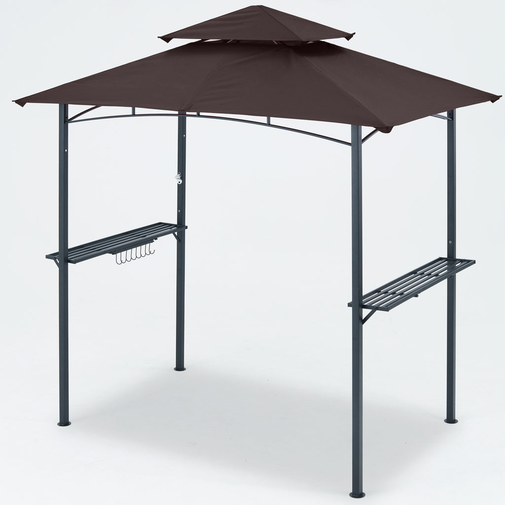 Brown Outdoor BBQ Grill Gazebo with LED Light O424592