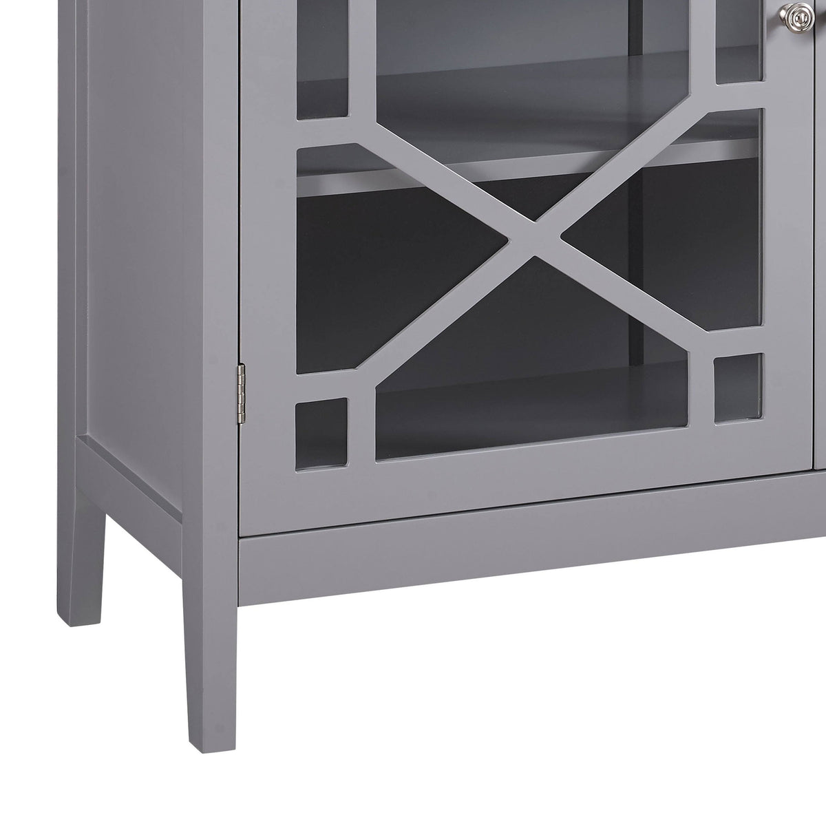 Gray Two Door Wooden Cabinet with Three Storage Compartments C5894