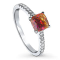 Sterling Silver Rhodium Plated Cushion Cut Cubic Zirconia Promise Ring I72950
