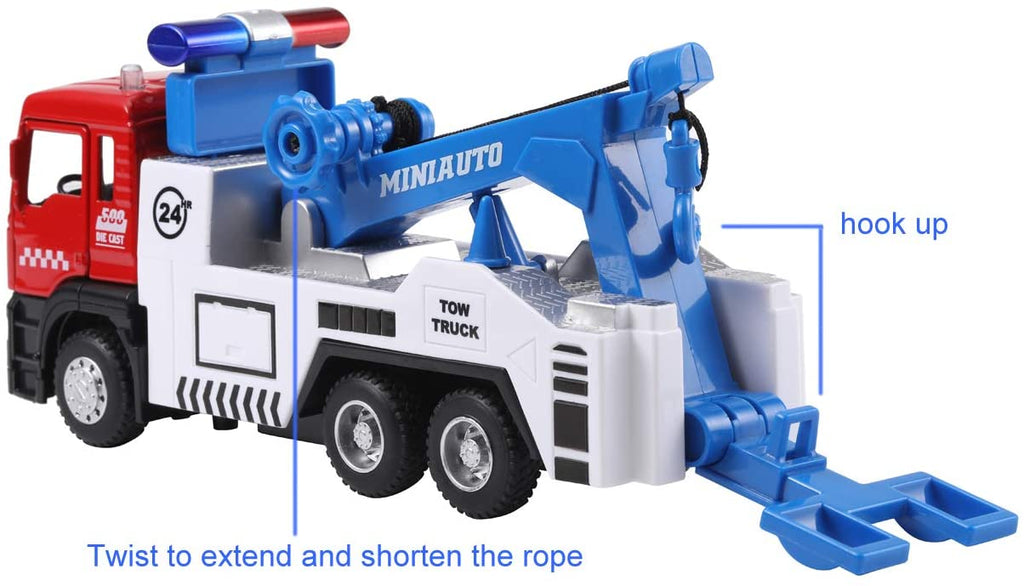Toy Tow Truck Pull Back Toy Cars with Lights and Sound P233476