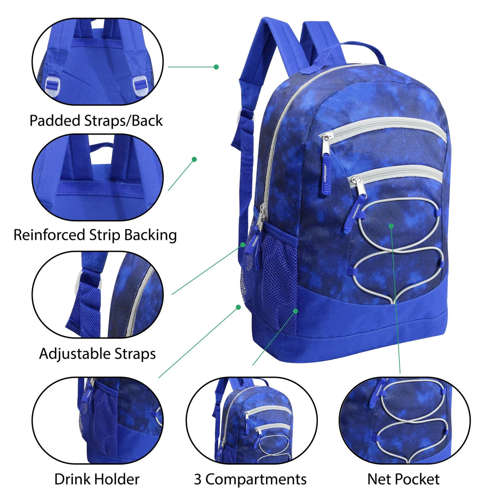 24 Pack 17 Inch Assorted Colors Bungee Backpacks G6609