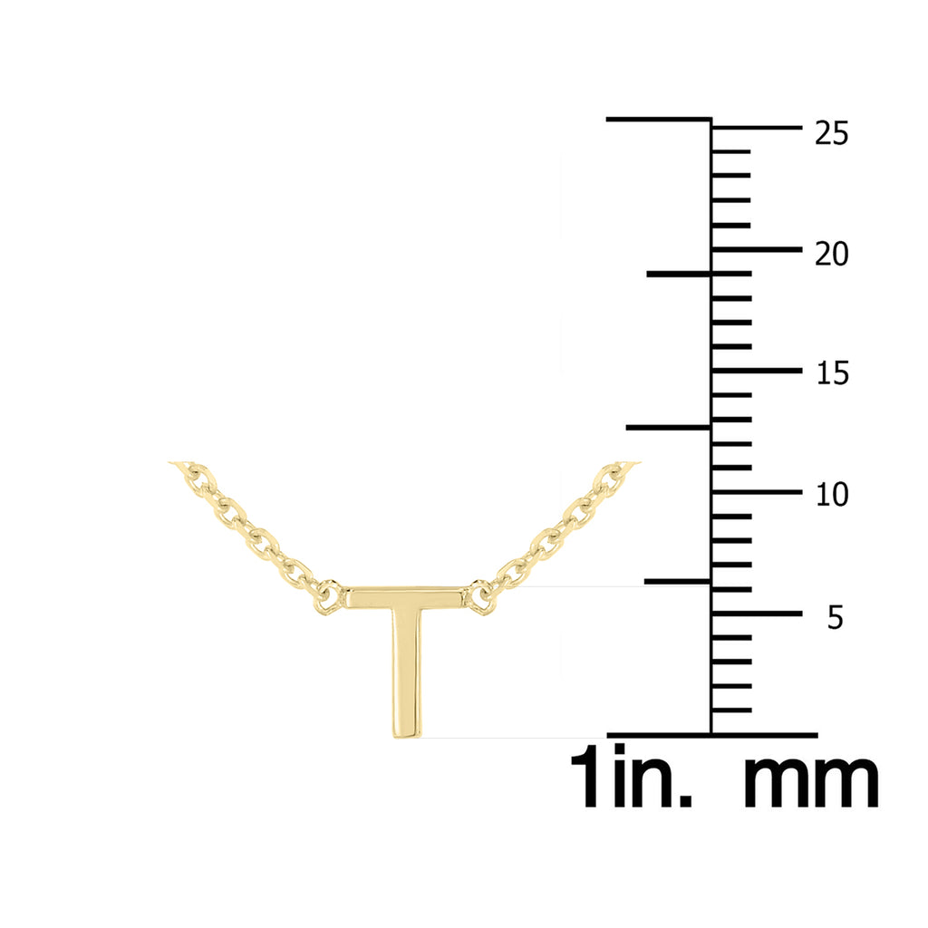 14K Solid Yellow Gold Initial Necklace L226