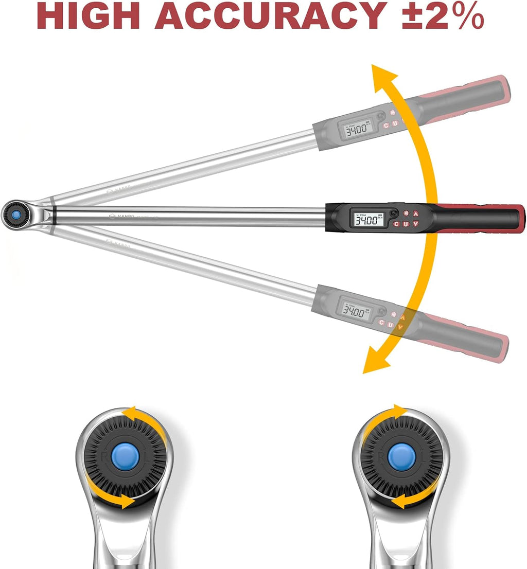 1/2-Inch Drive Digital Torque Wrench Set with Buzzer & LED Indicator G72462