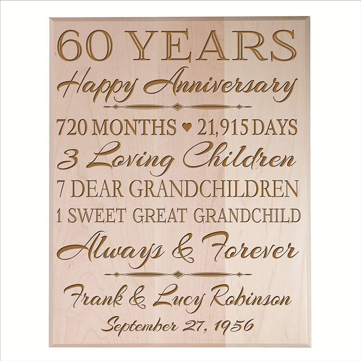 60th Anniversary Wall Plaque Black Veneer Wood A613775