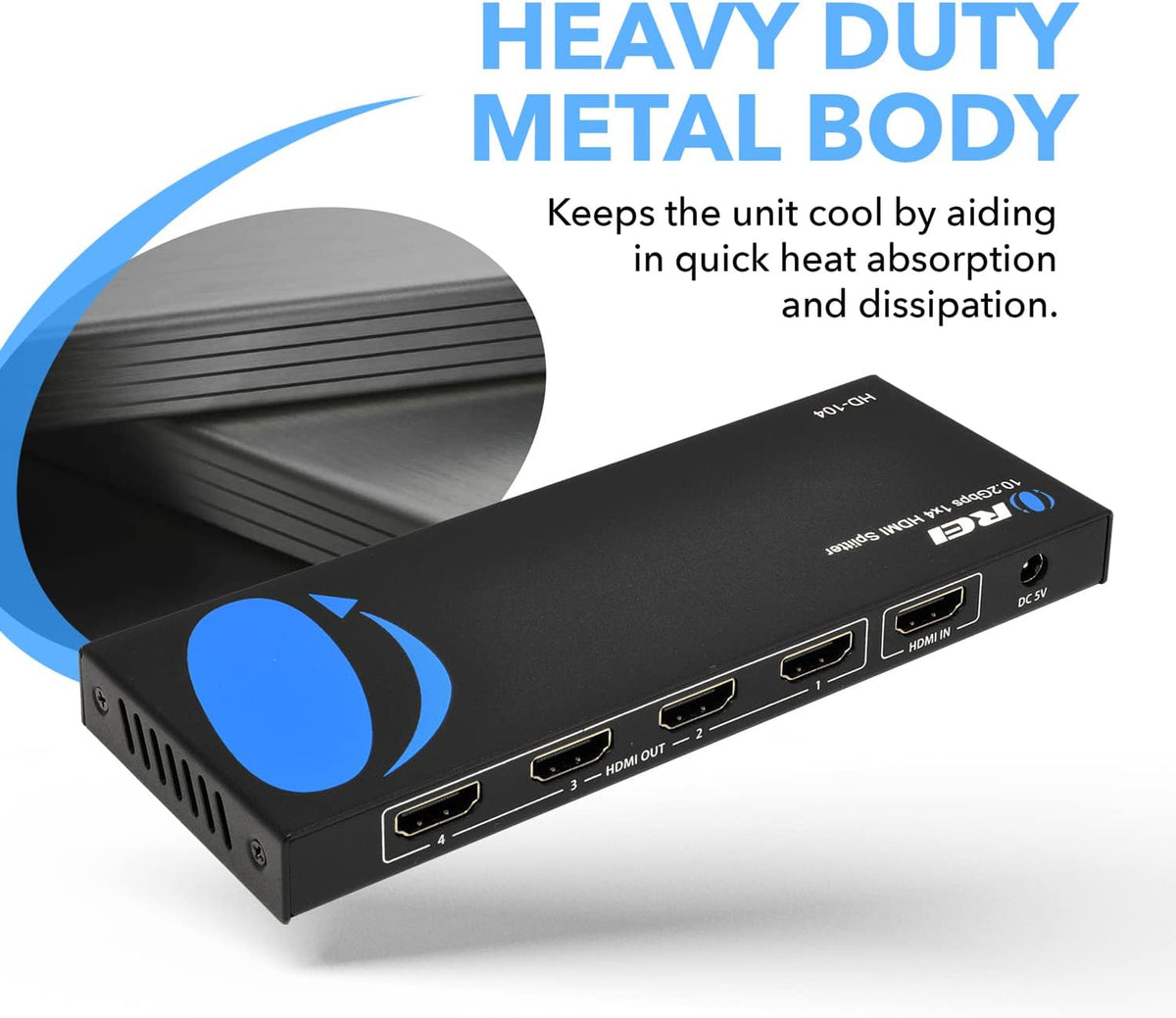 4K 1x4 HDMI Splitter Powered Ver 1.4 Full HD 1080P 3D Support Black Q560