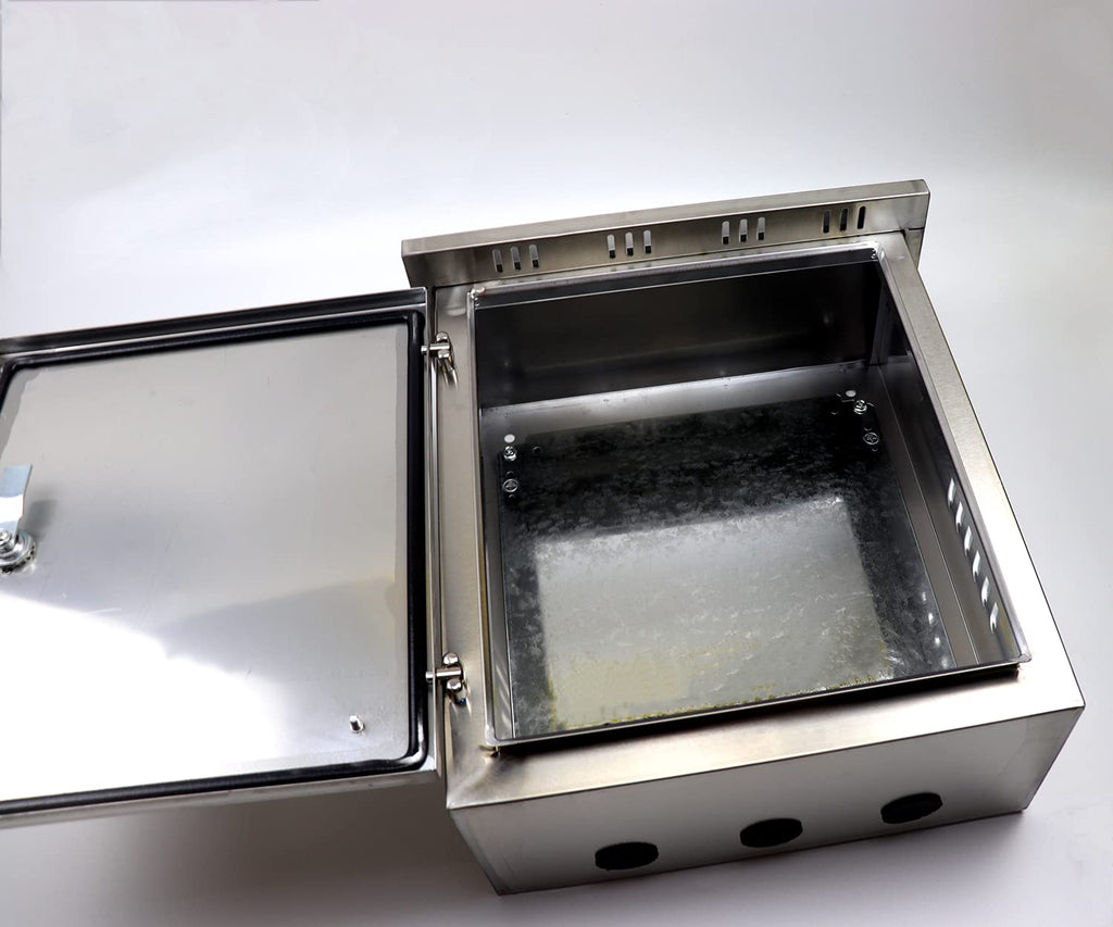 304 Stainless Steel Outdoor Electrical Enclosure Box 20 H x 16 W x 8 D with Mounting Plate K2625