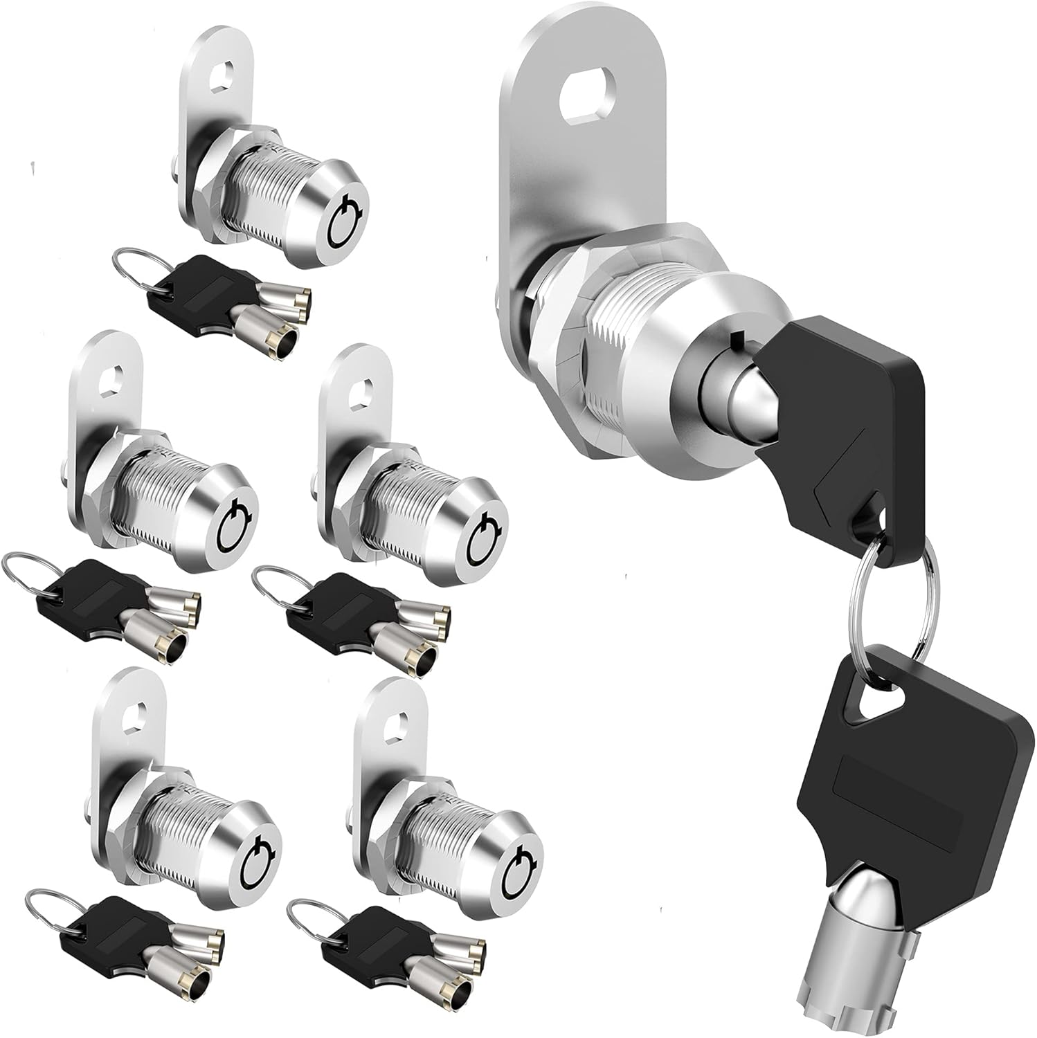 5 Pack Keyed Alike Cabinet Locks with Keys, Zinc Alloy V195187