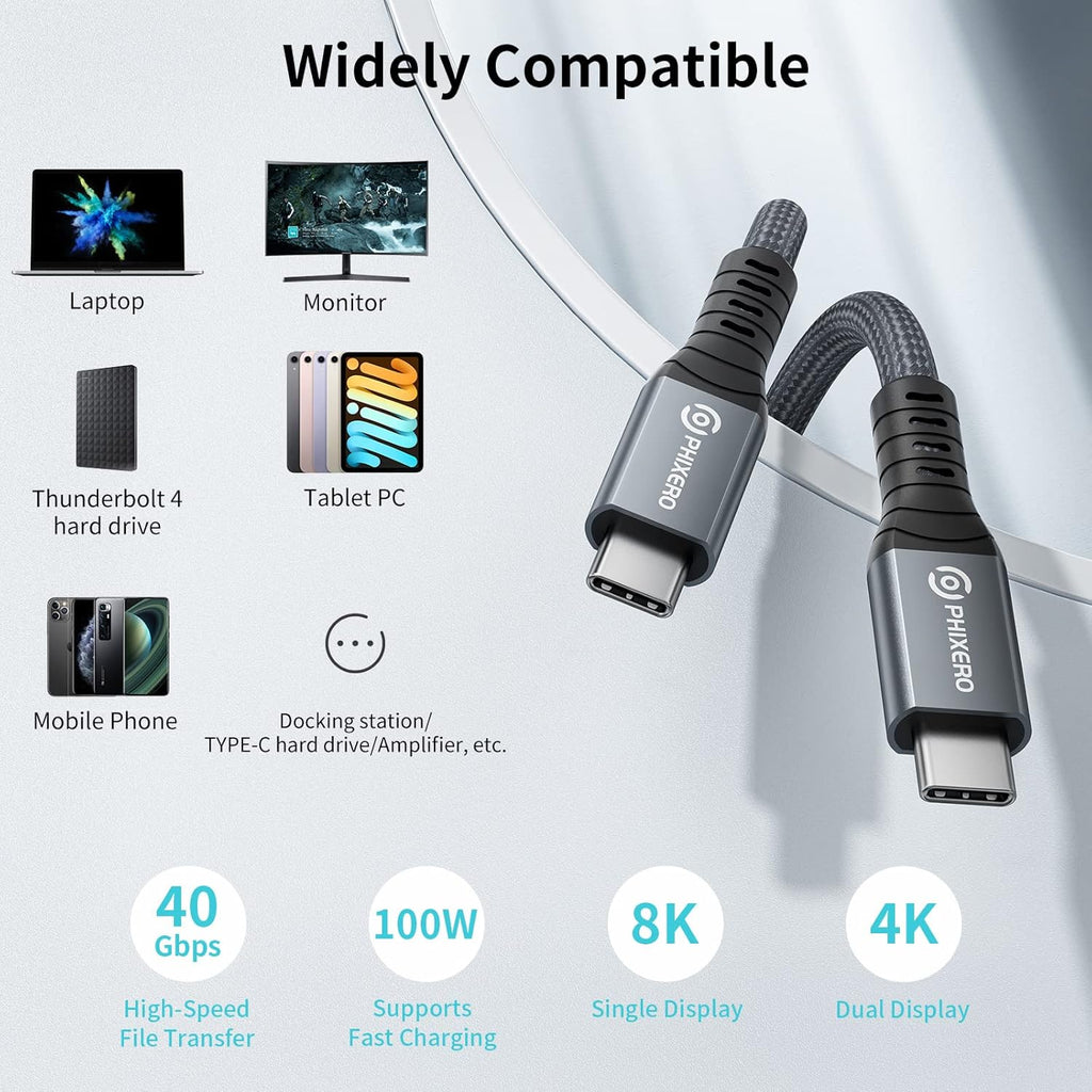 Thunderbolt 4 Full-Featured Cable, 2 Meter (6.6 ft), 40Gbps, 100W, 8K@60Hz, Pack of 2 F8351