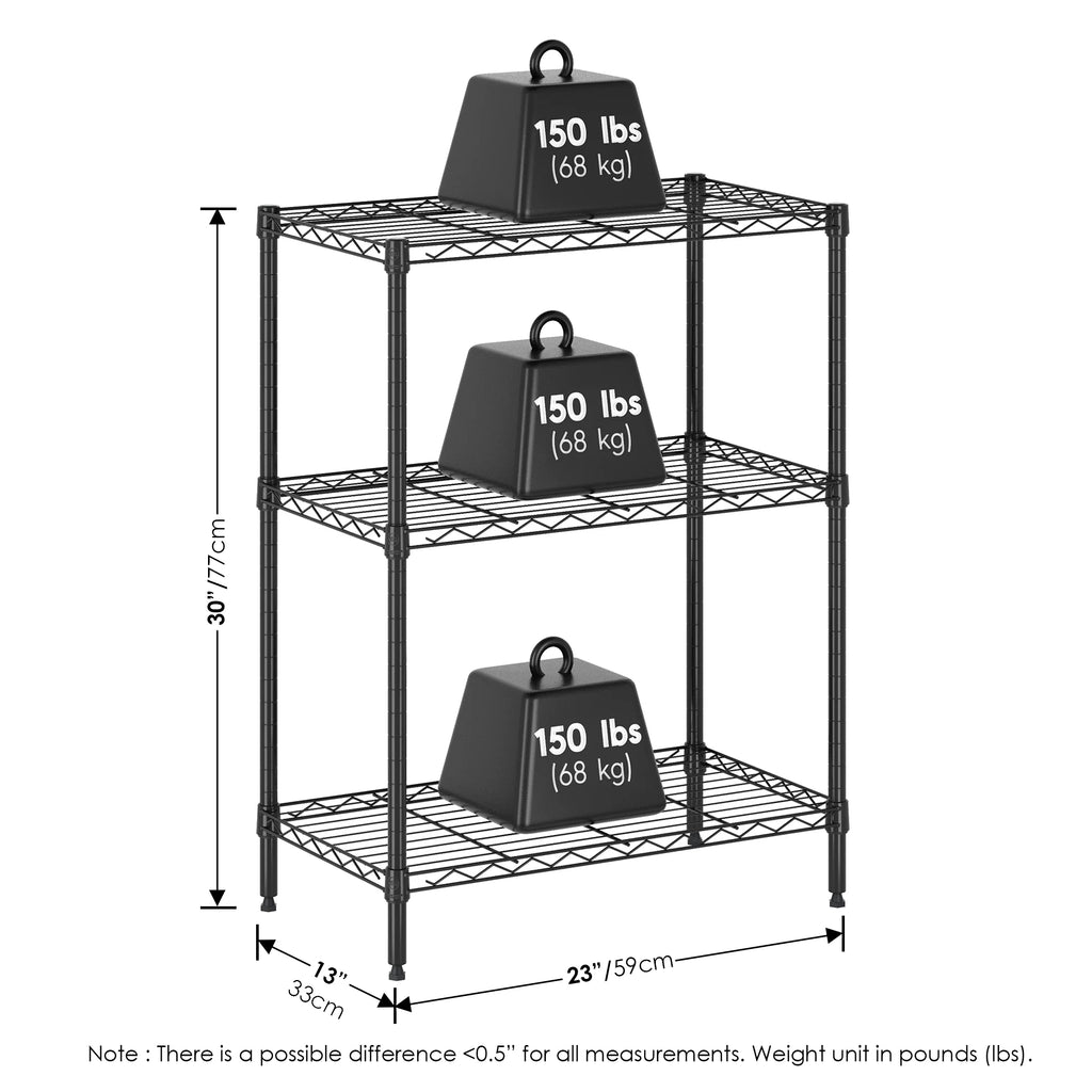 Black 3-Tier Metal Storage Shelf Rack D96411