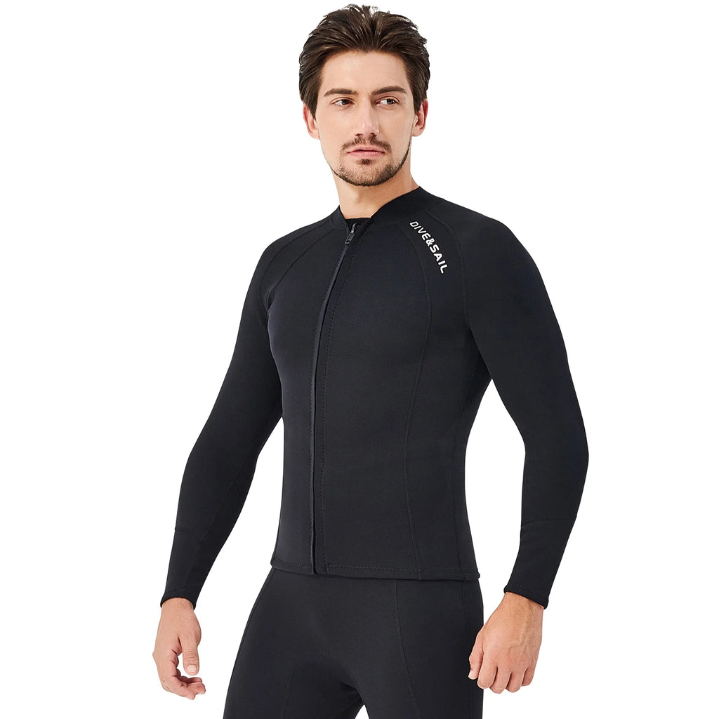 2mm Neoprene Front Zipper Wetsuits Jacket Long Sleeves E27189