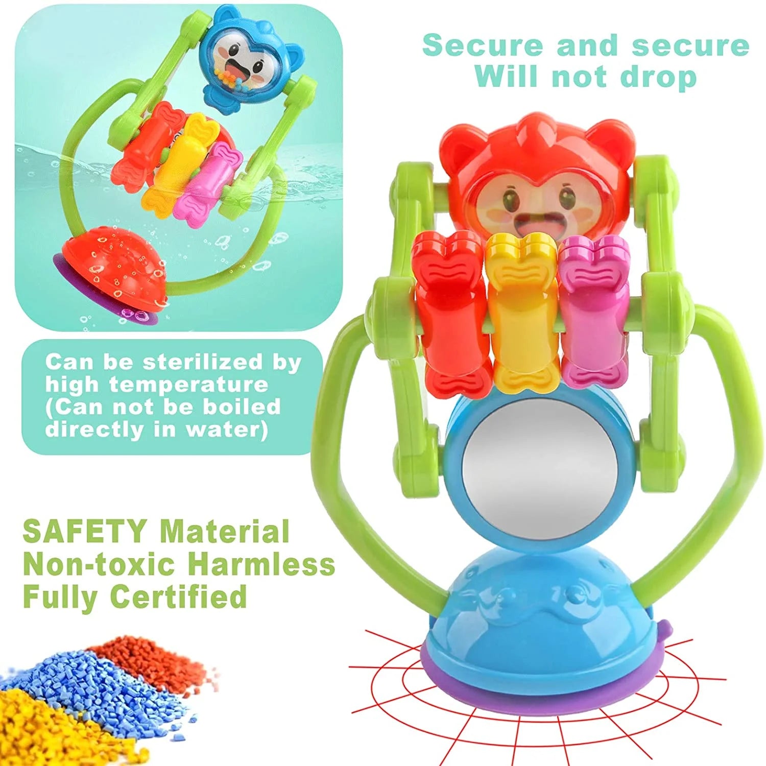 Baby Rattle Toys with Suction Cup Grab Shaker and Spin F767759