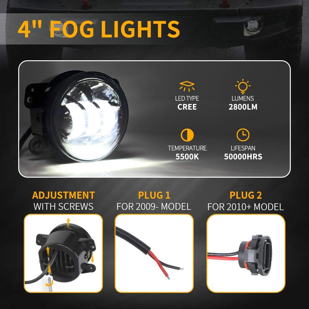 7'' Black Cree LED Headlights and 4'' LED Fog Lights K47462