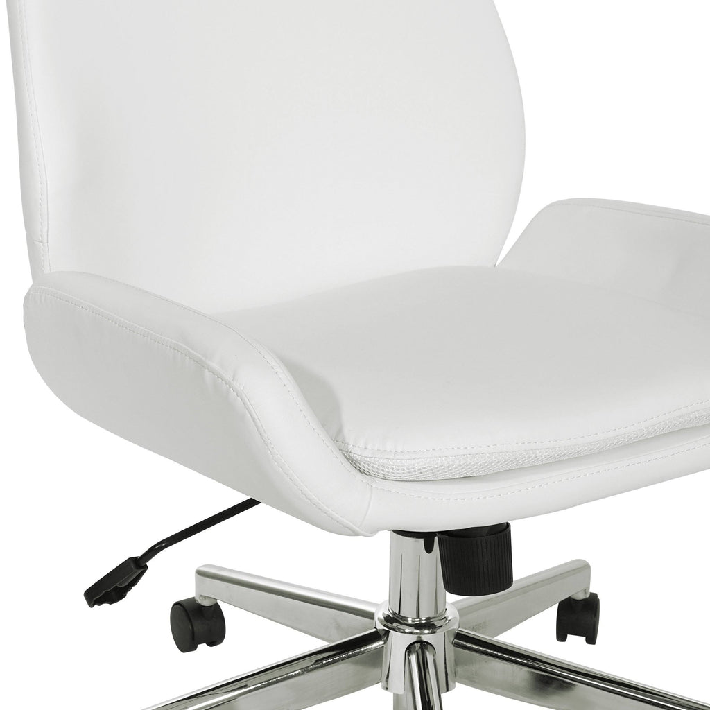 White Faux Leather Chair with Chrome Finish Base E9333