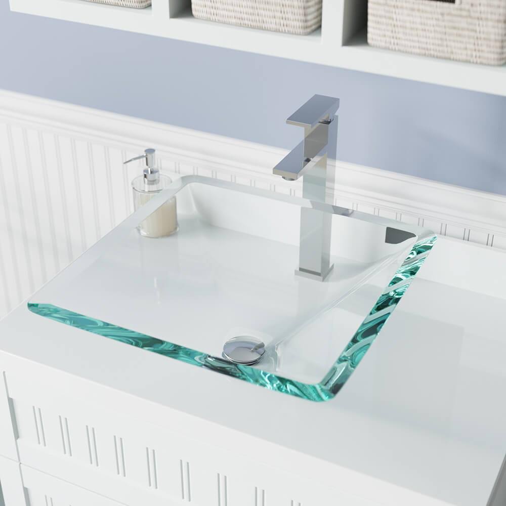 Crystal Chrome Vessel Faucet Ensemble D5834