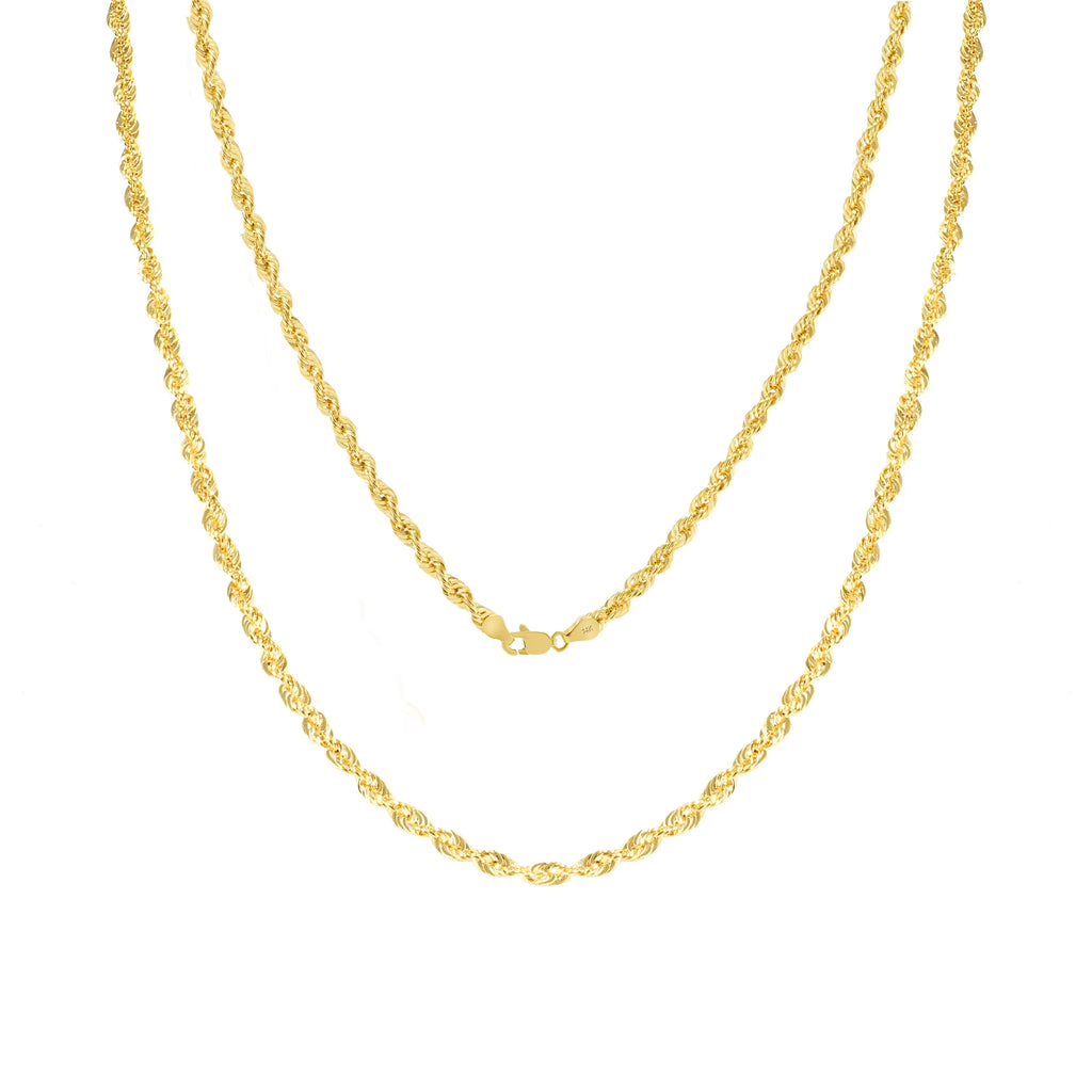14k Yellow Gold 2.5mm Rope Chain Necklace S5770