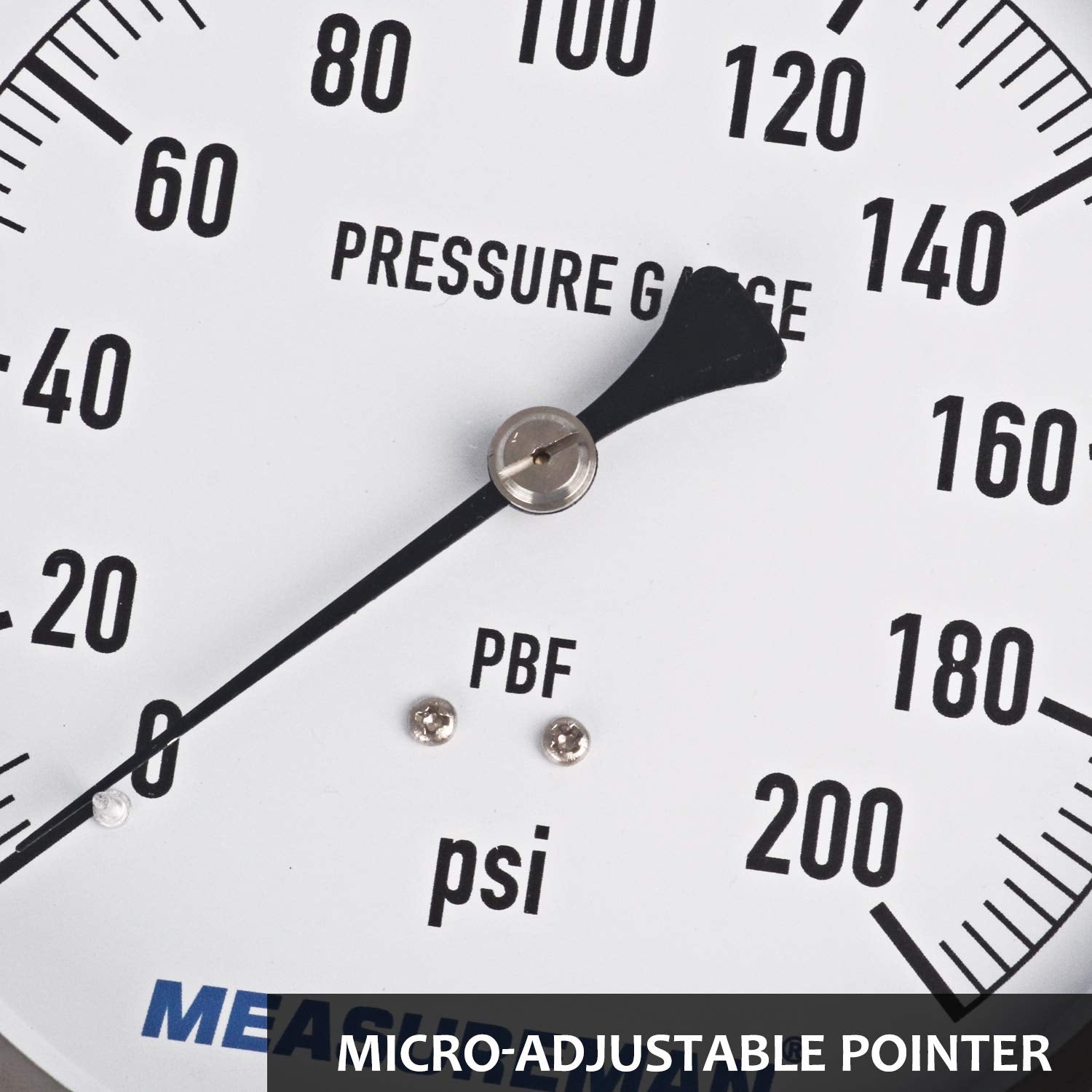 304 Stainless Steel Case Pressure Gauge, 0-200Psi, 4-1/2 Dial Size, 1/4 NPT Lower Mount C7686