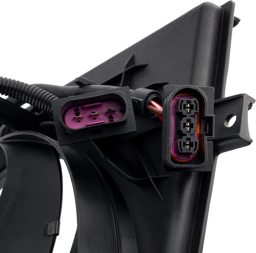 Dual Radiator Cooling Fan Assembly for 1998-2005 Volkswagen Beetle 1.8L 1.9L 2.0L with 3 Prong Wire Plug D349241