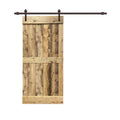 24 in. x 84 in. Weather Oak Stained Solid Pine Wood Interior Sliding Barn Door with Hardware Kit U743706