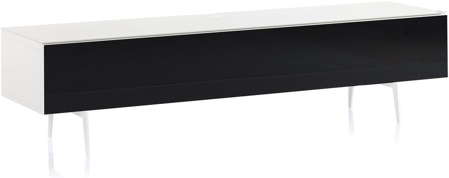 White Wood and Glass TV Stand with Metal Legs M28502