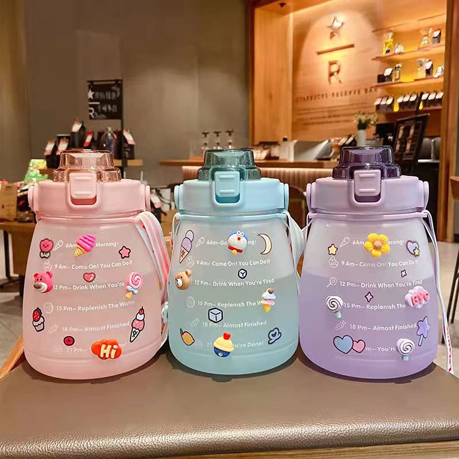 Purple Big Belly Water Bottle with Straw S323319